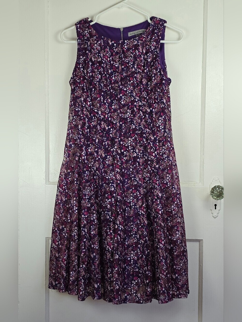 Danny and Nicole Purple Lace Fit and Flare Dress 4